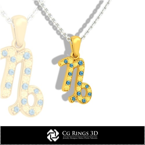 Colgante infantil de Capricornio - CAD 3D para hogar, CAD 3D de joyería, CAD 3D de colgantes, Colgantes zodiacales 3D,