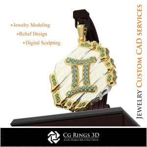 Pandantiv Zodiac Gemeni - CAD 3D pentru acasă, CAD 3D bijuterii, CAD 3D pandantive, CAD 3D bijuterii vintage, pandantive zodiac