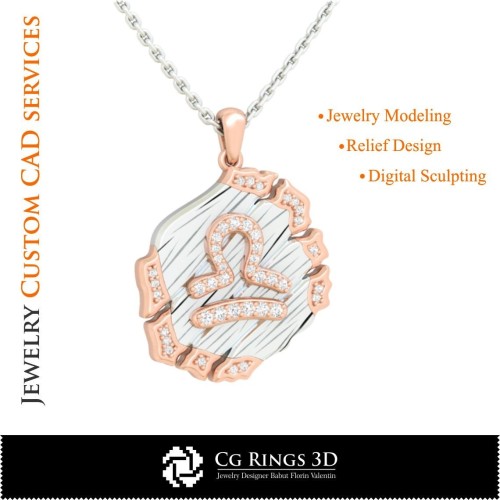 Ciondolo Zodiaco Bilancia - CAD 3D Casa, CAD 3D Gioielli, CAD 3D Ciondoli, CAD 3D Gioielli Vintage, Ciondoli Zodiaco 3D, CAD 3D