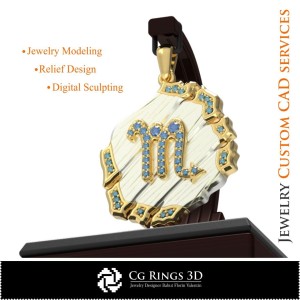 Ciondolo Zodiaco Scorpione - CAD 3D Casa, CAD 3D Gioielli, CAD 3D Ciondoli, Ciondoli Zodiacali 3D