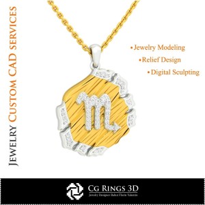 Scorpio Zodiac Pendant - 3D CAD Home, Jewelry 3D CAD, Pendants 3D CAD , 3D Zodiac Pendants 2