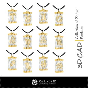 Collezione di Ciondoli Zodiacali - CAD 3D per Casa, CAD 3D per Gioielli, Collezioni di Gioielli CAD 3D