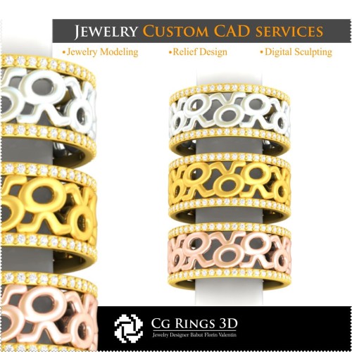 Colección de anillos de boda con zodiaco - CAD 3D para el hogar, CAD 3D de joyería, CAD 3D de anillos, colecciones de joyería