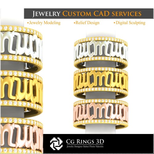 Colección de anillos de boda con zodiaco - CAD 3D para el hogar, CAD 3D de joyería, CAD 3D de anillos, colecciones de joyería