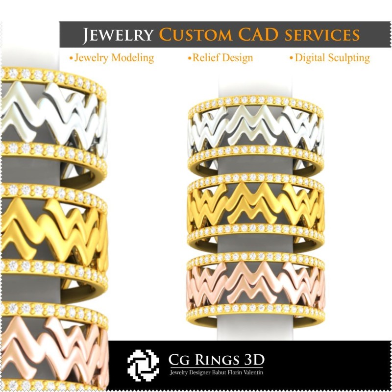 Colección de anillos de boda con zodiaco - CAD 3D para el hogar, CAD 3D de joyería, CAD 3D de anillos, colecciones de joyería