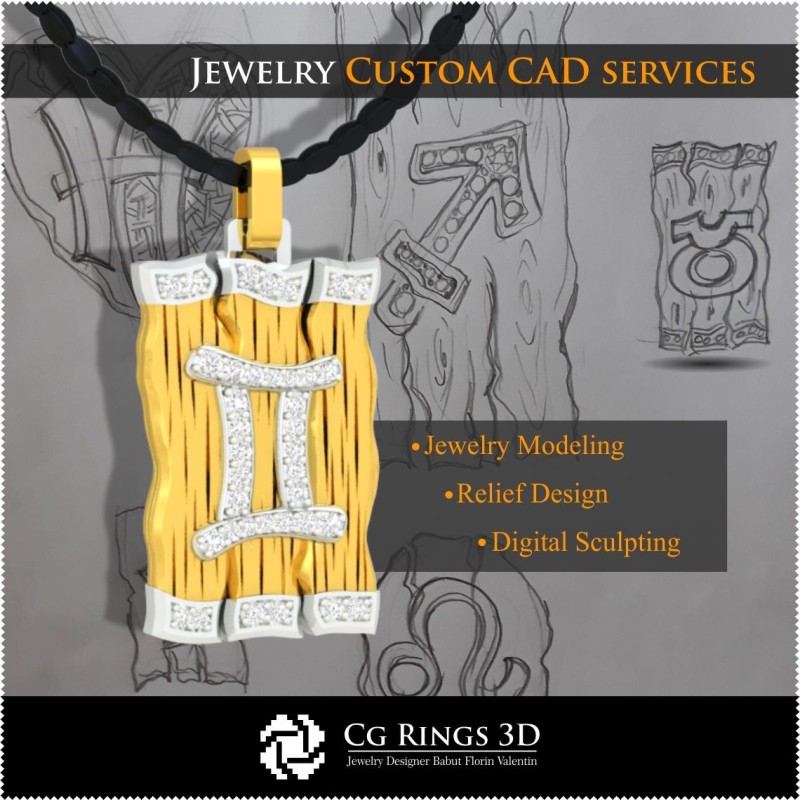 Kollektion von Sternzeichen-Anhängern - 3D-CAD Home, Schmuck 3D-CAD, Schmuckkollektionen 3D-CAD