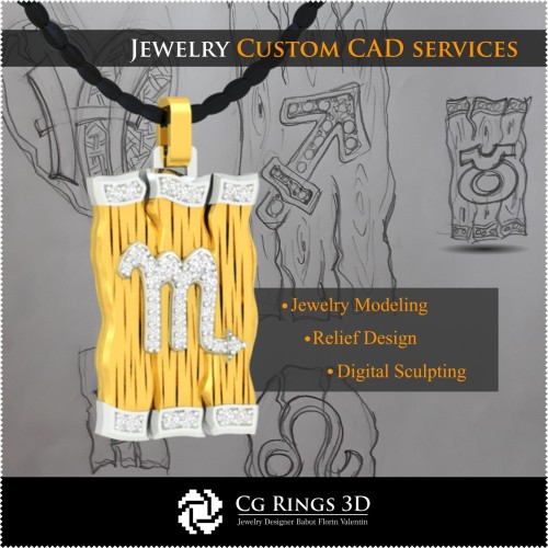 Collection de pendentifs du zodiaque - CAO 3D pour la maison, CAO 3D de bijoux, Collections de bijoux CAO 3D