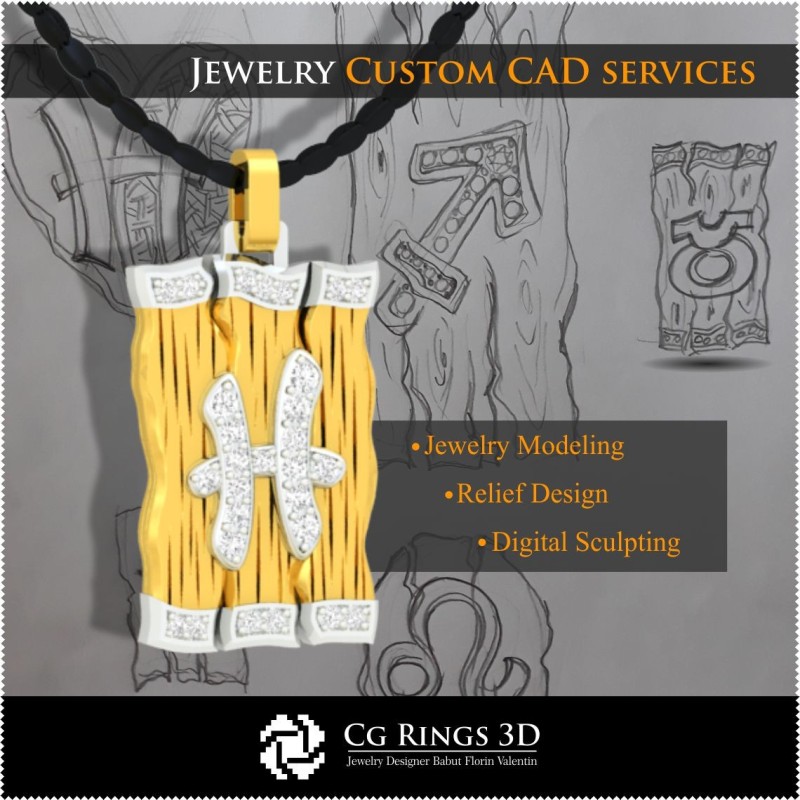 Collection de pendentifs du zodiaque - CAO 3D pour la maison, CAO 3D de bijoux, Collections de bijoux CAO 3D