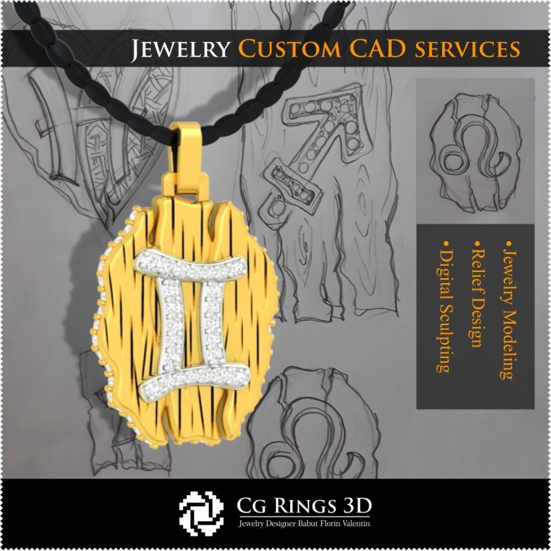 Collection de pendentifs du zodiaque - CAO 3D pour la maison, CAO 3D pour bijoux, Collections de bijoux CAO 3D