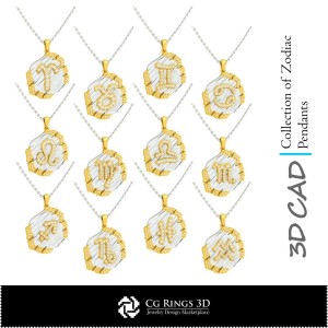 Collezione di Ciondoli Zodiacali - CAD 3D per Casa, CAD 3D per Gioielli, CAD 3D per Ciondoli, Collezioni di Gioielli CAD 3D,
