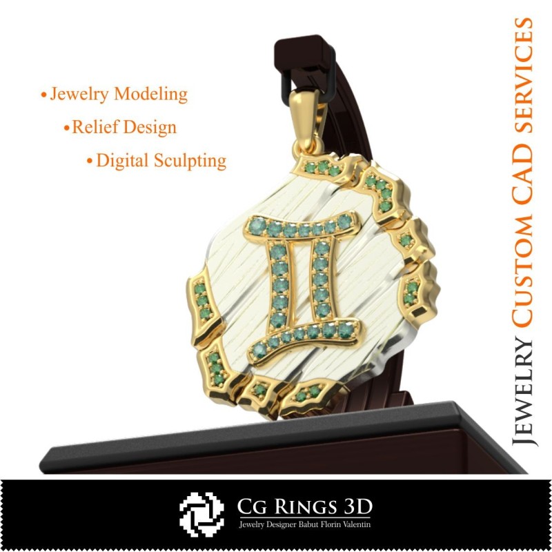 Collection de pendentifs du zodiaque - CAO 3D maison, CAO 3D de bijoux, CAO 3D de pendentifs, collections de bijoux CAO 3D,
