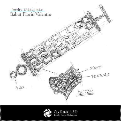 Boceto de pulsera - Diseño de joyería - Bocetos de joyería