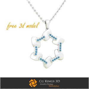 吊坠 - 免费 3D 模型 珠宝 3D CAD，免费 3D 珠宝，吊坠 3D CAD，3D 钻石吊坠 2