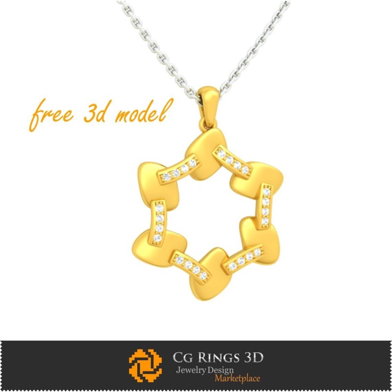 吊坠 - 免费 3D 模型 珠宝 3D CAD，免费 3D 珠宝，吊坠 3D CAD，3D 钻石吊坠