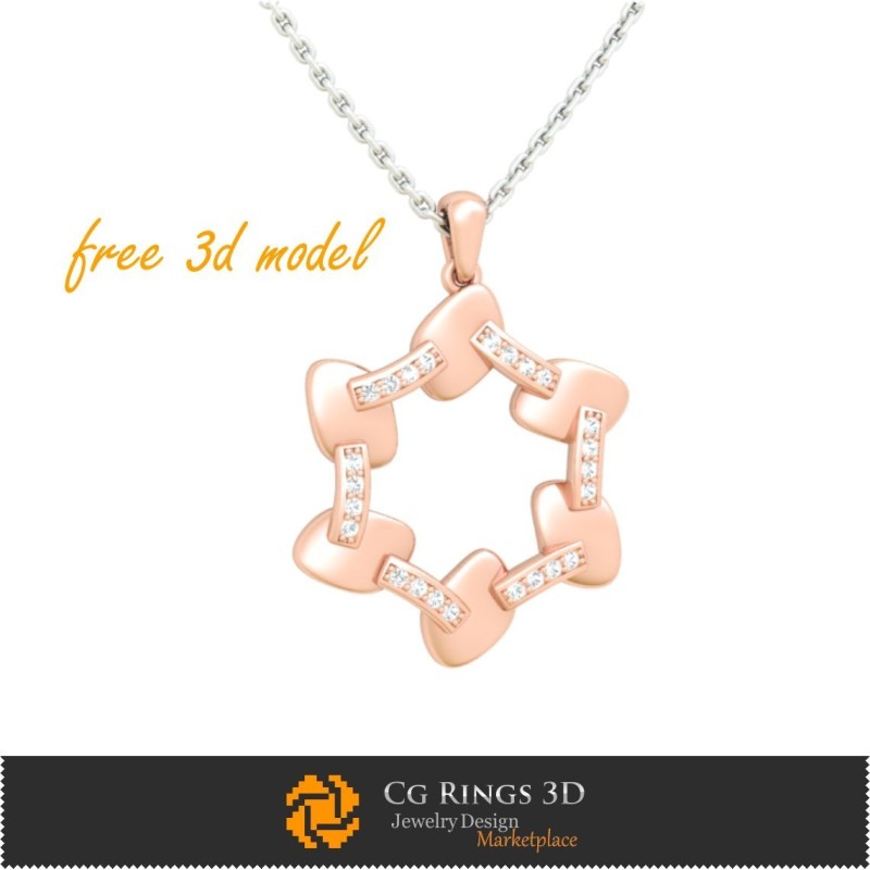 吊坠 - 免费 3D 模型 珠宝 3D CAD，免费 3D 珠宝，吊坠 3D CAD，3D 钻石吊坠