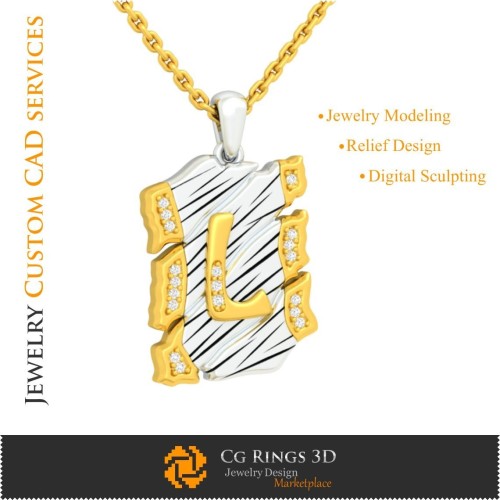 Ciondolo con lettera L - CAD 3D Casa, CAD 3D Gioielli, CAD 3D Ciondoli, CAD 3D Gioielli Vintage, Ciondoli con lettere 3D, 3D