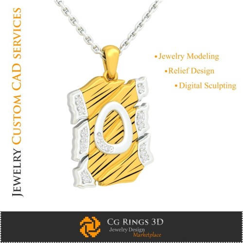 Pendentif avec lettre O - CAO 3D Maison, CAO 3D Bijoux, CAO 3D Pendentifs, CAO 3D Bijoux Vintage, Pendentifs Lettres 3D, Rétro