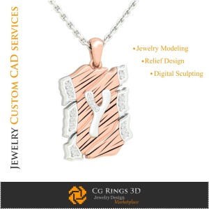 Colgante con letra Y - CAD 3D Joyería CAD 3D, Colgantes CAD 3D, Joyas vintage CAD 3D, Colgantes de letra 3D, Retro modernista 3D 2