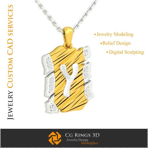 Pendentif avec lettre Y - CAO 3D Bijoux CAO 3D, Pendentifs CAO 3D, Bijoux vintage CAO 3D, Pendentifs lettre 3D, Rétro-moderne 3D