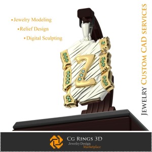 Colgante con letra Z - CAD 3D, Joyería CAD 3D, Colgantes CAD 3D, Joyería Vintage CAD 3D, Colgantes de letra 3D, Joyería Retro