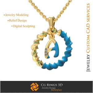 Ciondolo con lettera A - CAD 3D Gioielli, Ciondoli CAD 3D, Ciondoli con lettere 3D