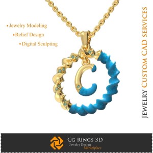 Pendentif avec lettre C - CAO 3D Bijoux CAO 3D, Pendentifs CAO 3D, Pendentifs lettre 3D