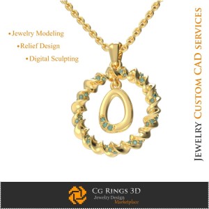 Pandantiv cu litera O - CAD 3D bijuterii, pandantive CAD 3D, pandantive litere 3D 2