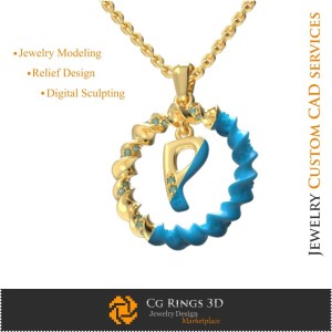 Ciondolo con lettera P - CAD 3D Gioielli CAD 3D, Ciondoli CAD 3D, Ciondoli con lettere 3D