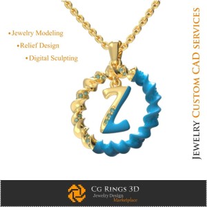 Ciondolo con lettera Z - CAD 3D Gioielleria, Ciondoli CAD 3D, Ciondoli con lettere 3D