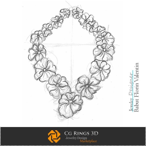 Boceto de collar - Concepto de diseño de joyería, bocetos de joyería