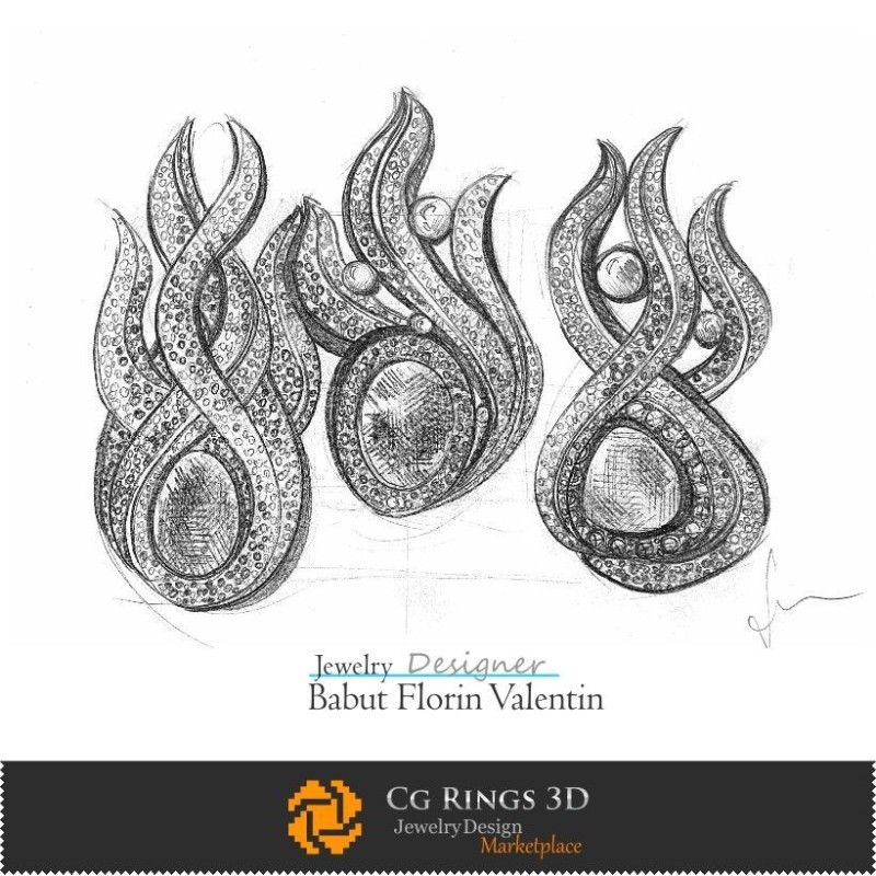Boceto de broche - Diseño de joyería, bocetos de joyería