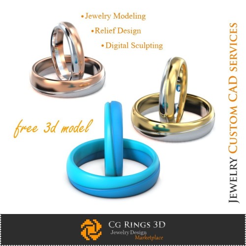 3D-CAD für Eheringe - Kostenloses 3D-Modell Schmuck 3D-CAD, Kostenlose 3D-Schmuckmodelle, Ringe 3D-CAD, Eheringe 3D,