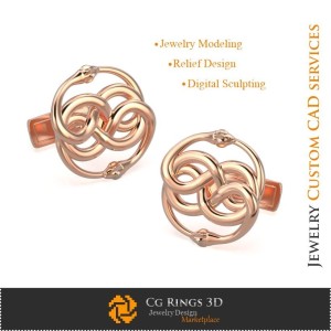 Schlangen-Manschettenknöpfe - 3D-CAD Schmuck, 3D-CAD Manschettenknöpfe, 3D Wal-Back-Verschluss Manschettenknöpfe 2