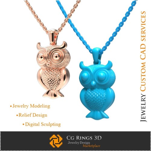 Colgante de búho - CAD 3D Joyería CAD 3D, Colgantes CAD 3D, Colgantes esféricos CAD 3D, Colgantes infantiles CAD 3D