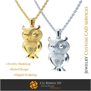 猫头鹰吊坠 - 3D CAD 珠宝 3D CAD，吊坠 3D CAD，3D 球形吊坠，3D 儿童吊坠 2