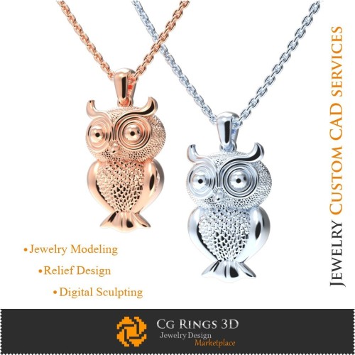 Pandantiv Bufniță - CAD 3D Bijuterii CAD 3D, Pandantive CAD 3D, Pandantive 3D Bile, Pandantive 3D pentru Copii