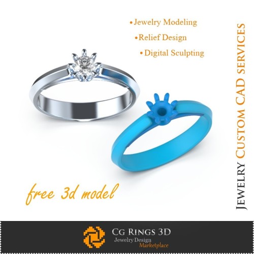 Verlobungsring Vs.01 - Kostenloses 3D-Modell Verlobungsringe 3D, Edelsteinschmuck 3D, Schmuck 3D CAD, Kostenloser 3D-Schmuck,