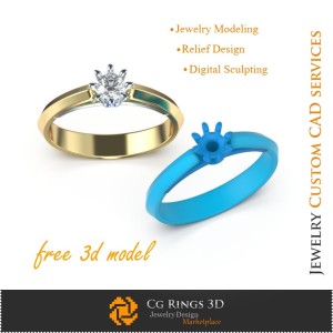 Engagement Ring Vs.01 - Free 3D Model Engagement Rings 3D, Precious Gemstone Rings 3D, Jewelry 3D CAD, Free 3D Jewelry, Rings 3 2