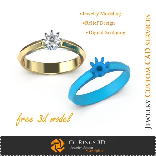 Verlobungsring Vs.01 - Kostenloses 3D-Modell Verlobungsringe 3D, Edelsteinschmuck 3D, Schmuck 3D CAD, Kostenloser 3D-Schmuck,