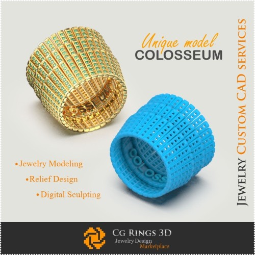 Unique Ring COLOSSEUM - 3D CAD Jewelry 3D CAD, 3D Unique Jewelry, Rings 3D CAD , Diamond Rings 3D, Eternity Bands 3D, Fashion R