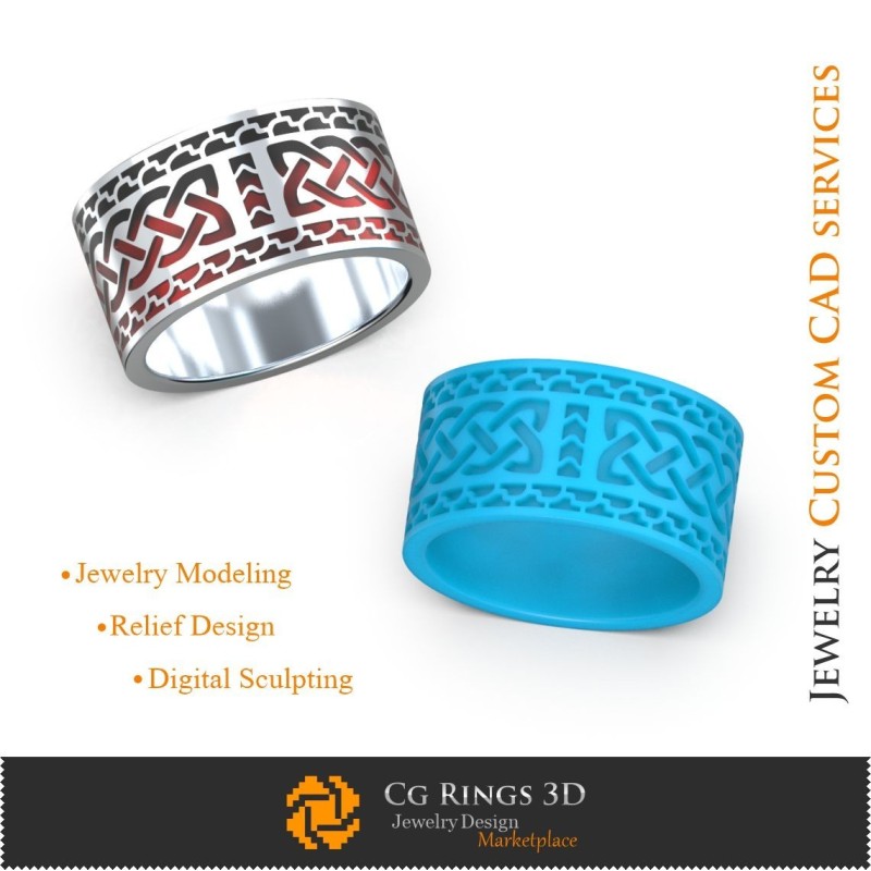 Verighete celtice - CAD 3D bijuterii, CAD 3D inele, CAD 3D verighete