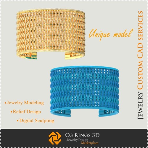 Brățară Unică - CAD 3D Bijuterii CAD 3D, Bijuterii Unice 3D, Brățări CAD 3D, Brățări cu Diamante 3D, Brățară-riglă 3D