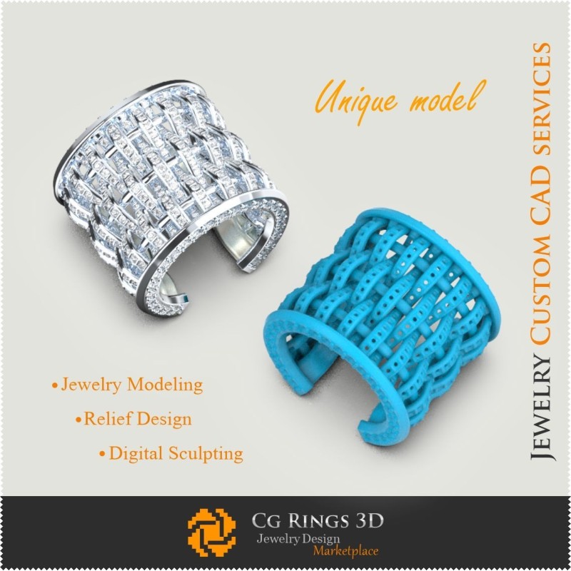 Einzigartiger Ring - 3D-CAD Schmuck 3D-CAD, einzigartiger 3D-Schmuck, Ringe 3D-CAD, Diamantringe 3D, Mode-Ringe 3D,