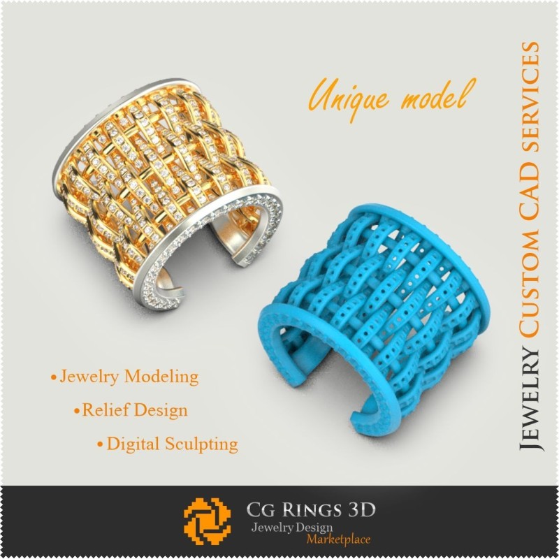 Inel Unic - CAD 3D Bijuterii 3D CAD, Bijuterii Unice 3D, Inele CAD 3D, Inele cu Diamante 3D, Inele de Modă 3D, Inele Cocktail