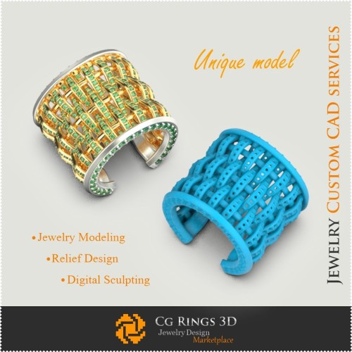Anillo Único - CAD 3D Joyería CAD 3D, Joyería Única 3D, Anillos CAD 3D, Anillos de Diamante 3D, Anillos de Moda 3D, Anillos de