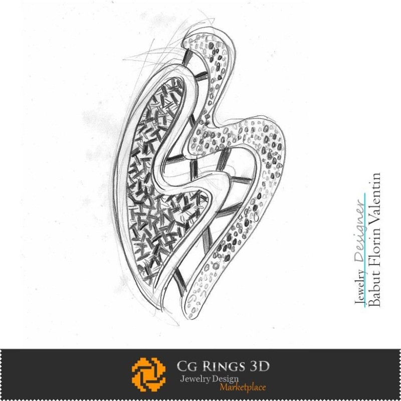 Boceto de colgante con corazón - Diseño de joyería - Bocetos de joyería