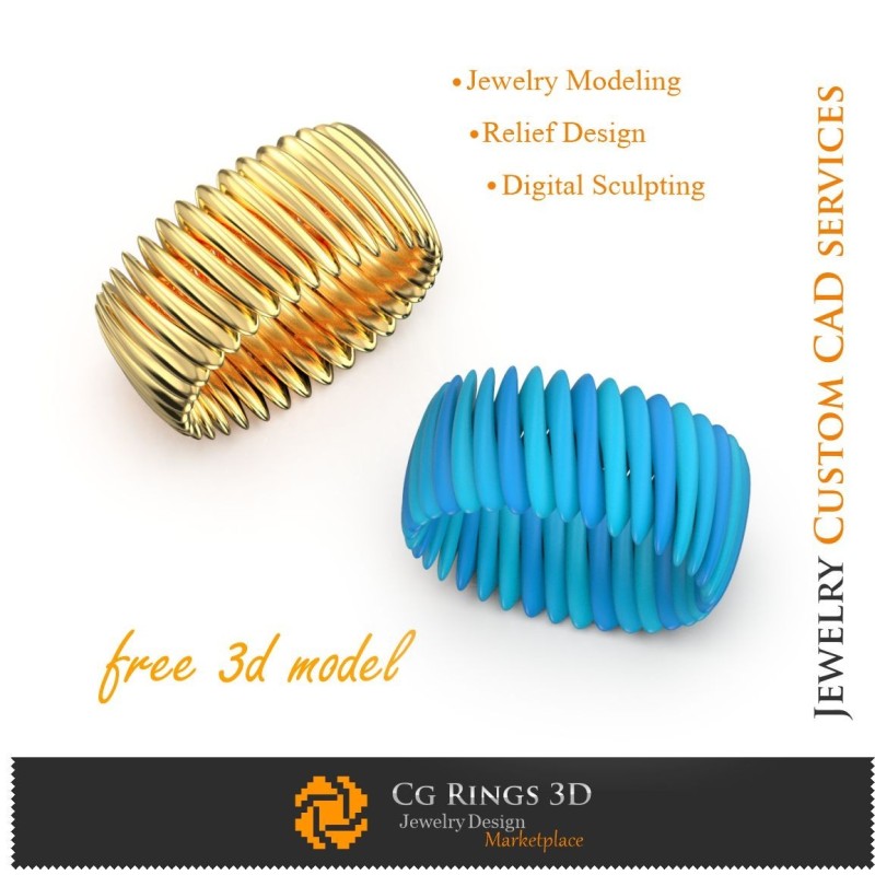 Modeschmuckring - Kostenloses 3D-Modell Schmuck 3D-CAD, Kostenlose 3D-Schmuckmodelle, Ringe 3D-CAD, Eternity-Bänder 3D,