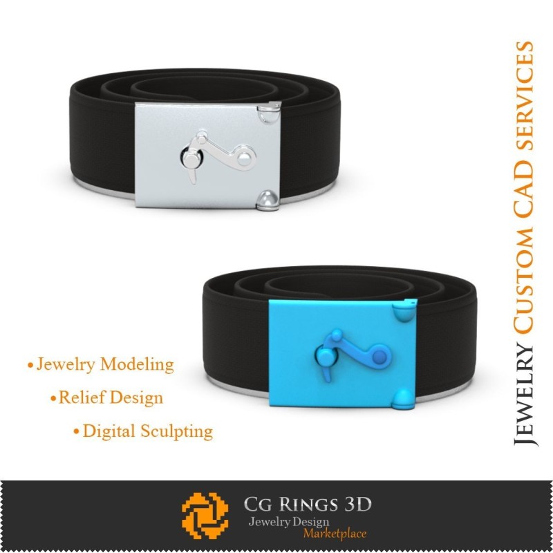 Schnallen-Gürtel - 3D-CAD Schmuck 3D-CAD, 3D-CAD Schnallen-Gürtel, Weitere Accessoires 3D-CAD, 3D Herren-Schnallen-Gürtel