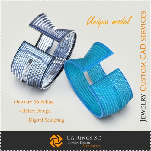 Einzigartiges Armband - 3D-CAD Schmuck 3D-CAD, einzigartiger 3D-Schmuck, Armbänder 3D-CAD, 3D-Armbänder, 3D-Manschettenarmband