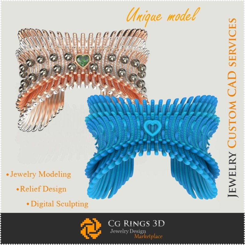 "Bracciale Unico 'Ali d'Angelo'" - Gioielleria CAD 3D Gioielli CAD 3D unici, Bracciali CAD 3D, Bracciali con Diamanti 3D, 3D